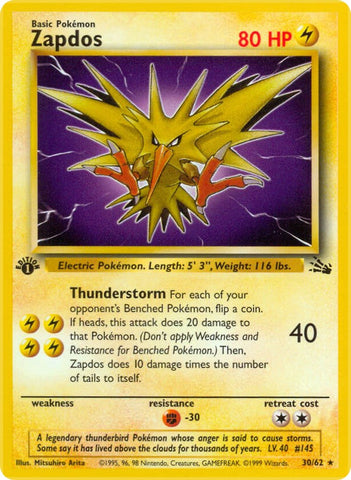 Zapdos (30/62) [Fossil 1st Edition]