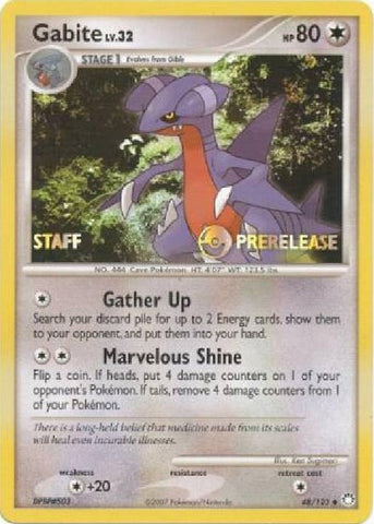 Gabite (48/123) (Staff Prerelease Promo) [Diamond & Pearl: Black Star Promos]