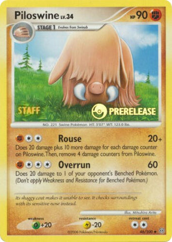 Piloswine (46/100) (Staff Prerelease Promo) [Nintendo: Black Star Promos]