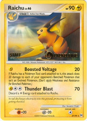 Raichu (27/99) (Staff Prerelease Promo) [Nintendo: Black Star Promos]