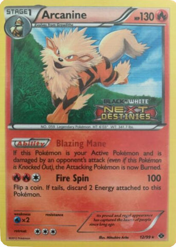 Arcanine (12/99) (Prerelease Promo) [Black & White: Black Star Promos]