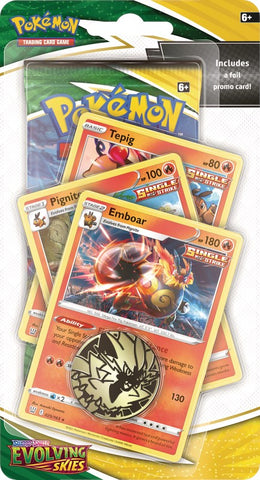 Sword & Shield: Evolving Skies - Single Pack Blister (Emboar, Pignite, Tepig)