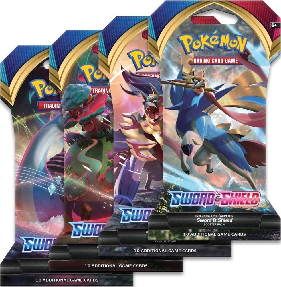 Sword And Shield Base Set Sleeved Booster Pack Art Bundle Set of 4 () [SWSH01]