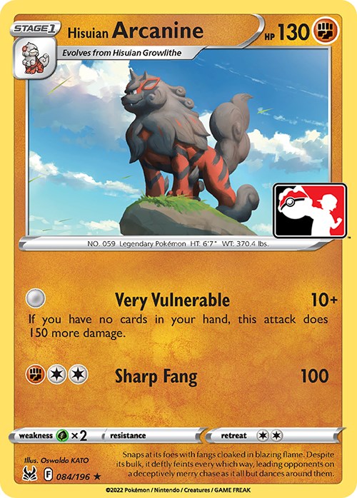 Hisuian Arcanine (084/196) [Prize Pack Series Three]