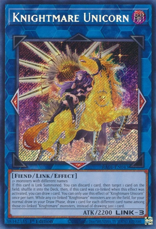 Knightmare Unicorn Alternate Art Secret Rare (RA01-EN043) [RA01]