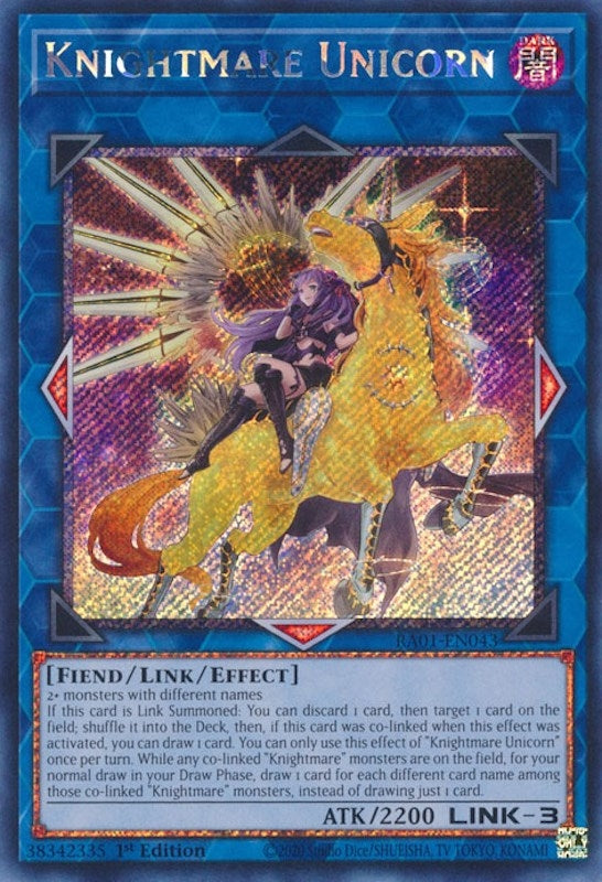 Knightmare Unicorn Alternate Art Platinum Secret Rare (RA01-EN043) [RA01]