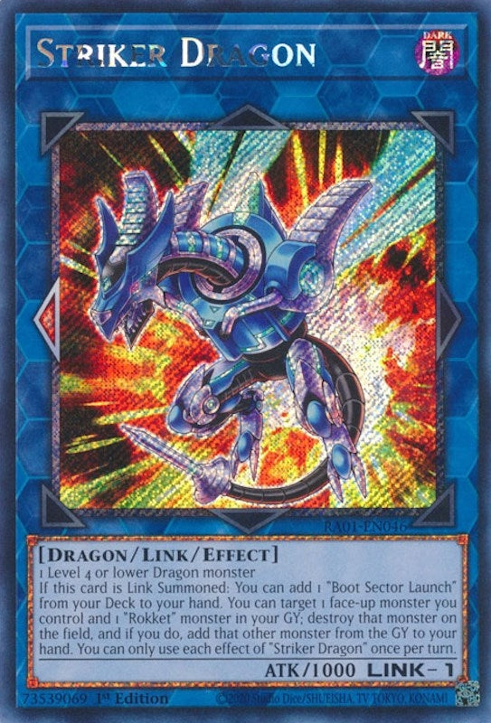 Striker Dragon Platinum Secret Rare (RA01-EN046) [RA01]