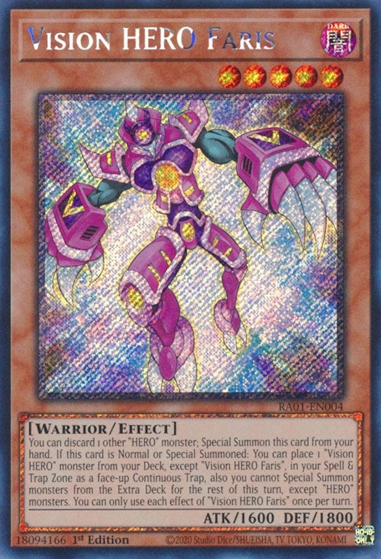 Vision HERO Faris Platinum Secret Rare (RA01-EN004) [RA01]