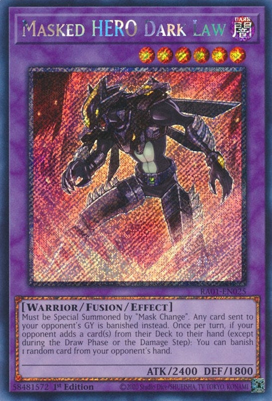 Masked HERO Dark Law Platinum Secret Rare (RA01-EN025) [RA01]