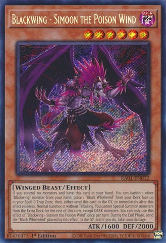 Blackwing Simoon the Poison Wind Secret Rare (RA01-EN012) [RA01]