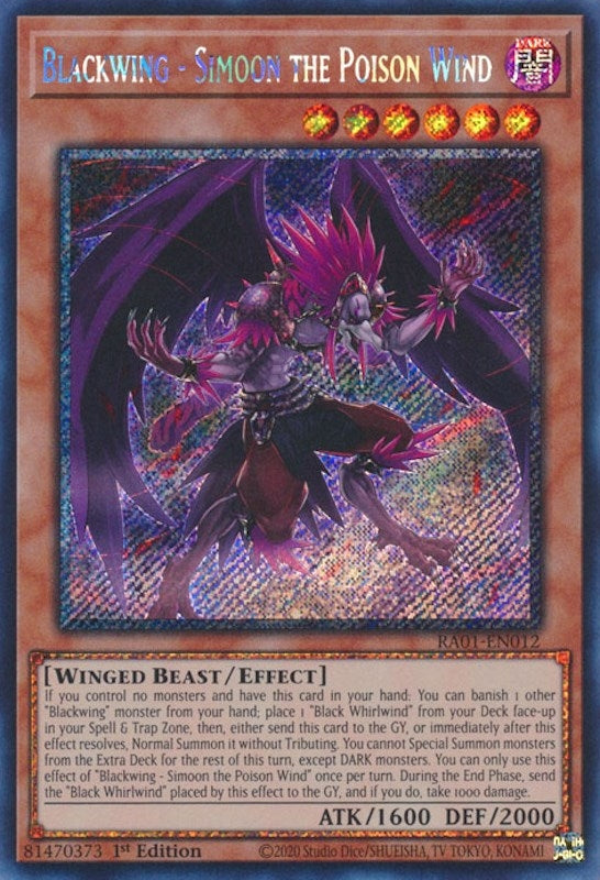 Blackwing Simoon the Poison Wind Platinum Secret Rare (RA01-EN012) [RA01]