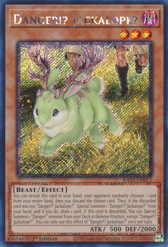 Danger Jackalope Platinum Secret Rare (RA01-EN013) [RA01]