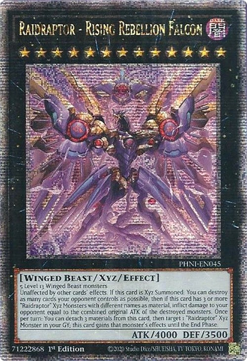 Raidraptor Rising Rebellion Falcon Quarter Century Secret Rare (PHNI-EN045) [PHNI]