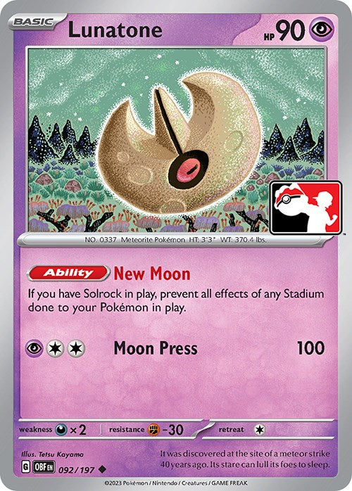 Lunatone (092/197) [Prize Pack Series Four]