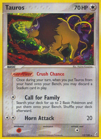 Tauros (12/100) (Stamped) [EX: Crystal Guardians]